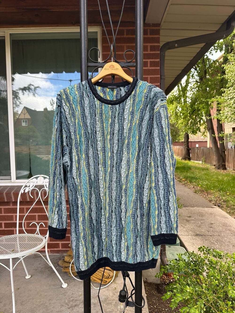 Trellini 100% Wool 3D Textured Knit Sweater Size L Made in Australia